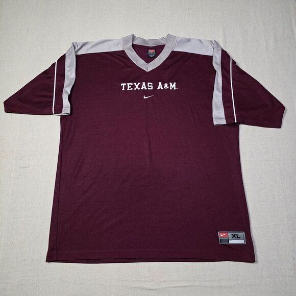 Vintage Nike Team Shirt/Jersey Texas A&M Mens XL Maroon Center Swoosh Crew Neck - Picture 1 of 7